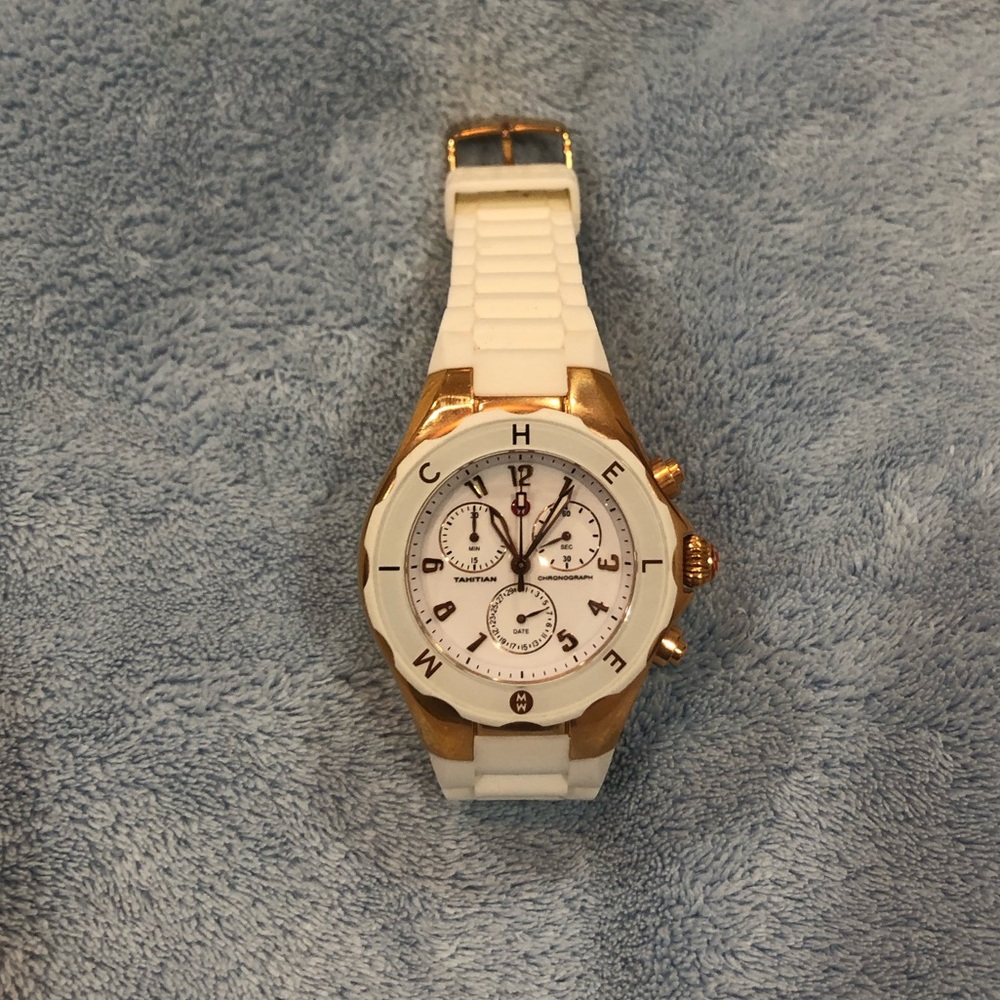 Michael Kors White Rubber and Gold Watch